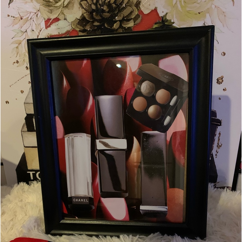 CHANEL famous lipstick ROUGE circa 1968 and eyeshadow CC logo.Magazine quality.